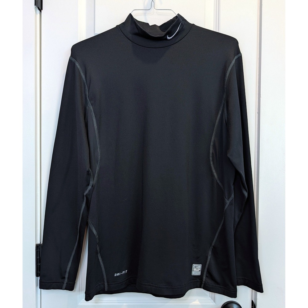 Nike Pro Combat Mock Neck Black Long Sleeve Shirt